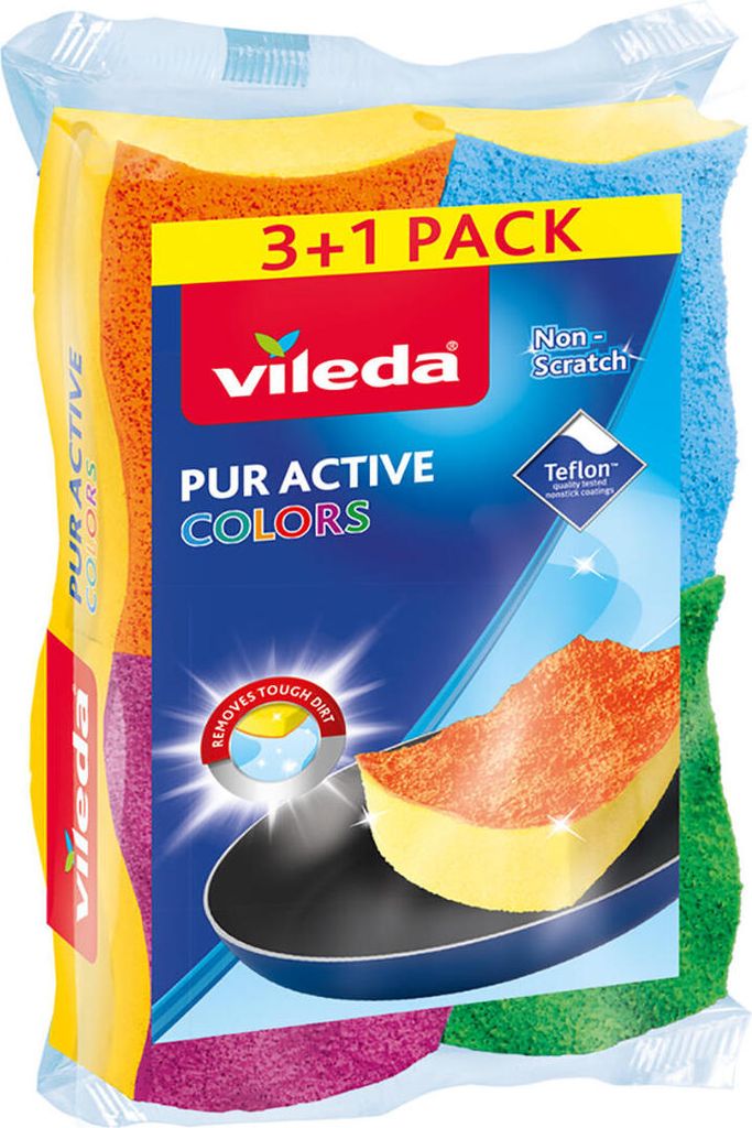 Vileda Pur Active Spugna Media 3+1Ks Color Edition 159926 Immagine del prodotto 