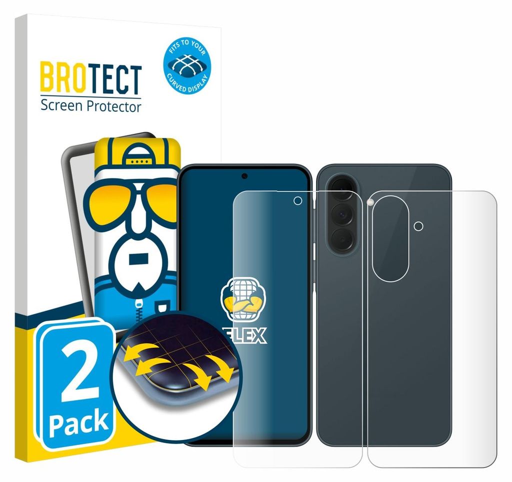 2x BROTECT Fullscreen Schutzfolie für Samsung Galaxy A37 5G (Display+Rückseite) Displayschutz Folie Fullcover Klar Transparent