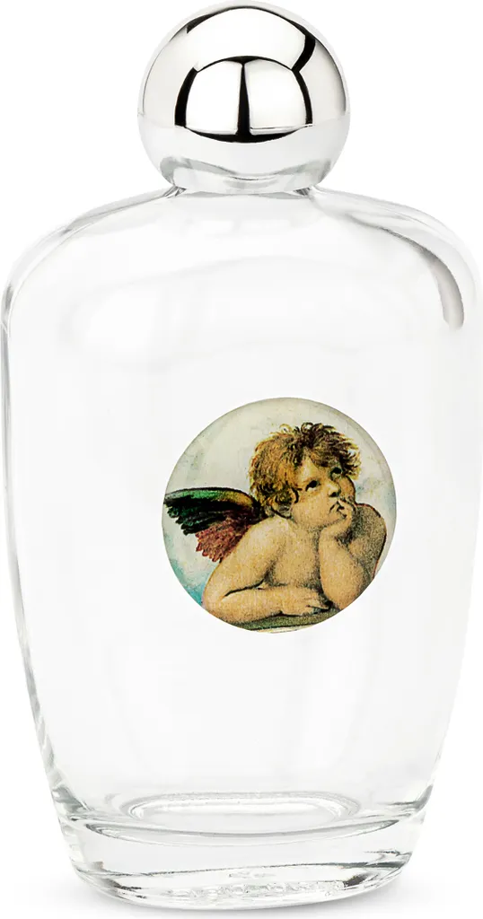 Bouteille d'eau bénite décorée Raphaël 100 ml en verre pour la dévotion