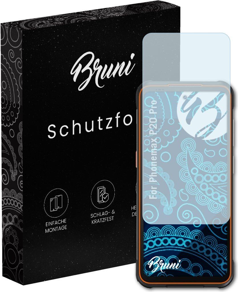 Bruni Basics-Clear 2x Schutzfolie kompatibel mit Phonemax P20 Pro Folie