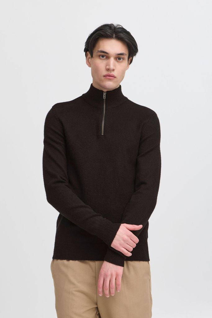 Casual Friday CFHEINE halfzip Herren Strickpullover Troyer Grobstrick Pullover Wollmischung regular fit