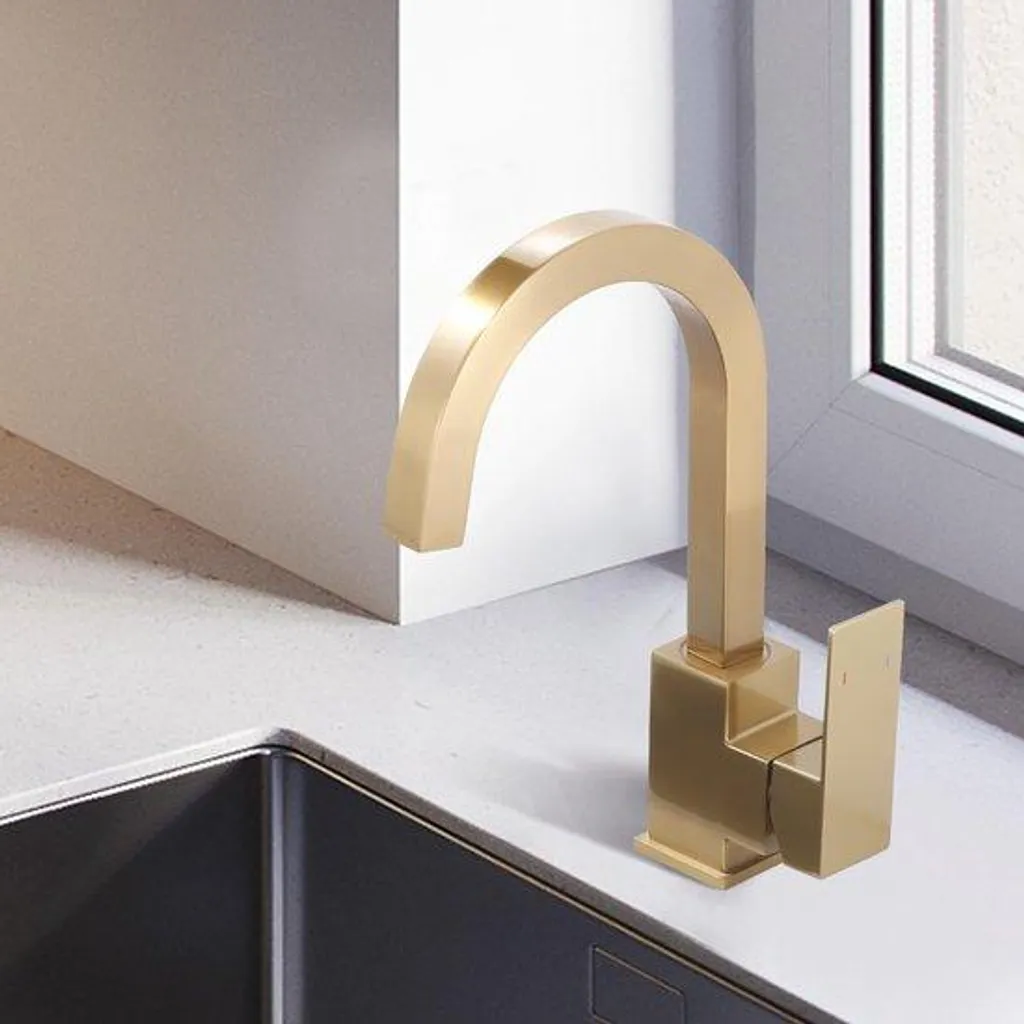 Robinet de cuisine or haute pression en inox pivotant à 360° ergonomique