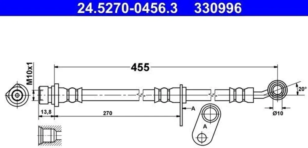 Flexible de frein ATE haute pression 24.5270-0456.3 pour OE 01464SDAA01