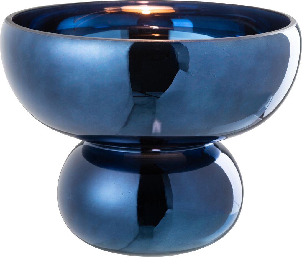 J-Line Schüssel Auf Fuß Abgerundet Glas Blau