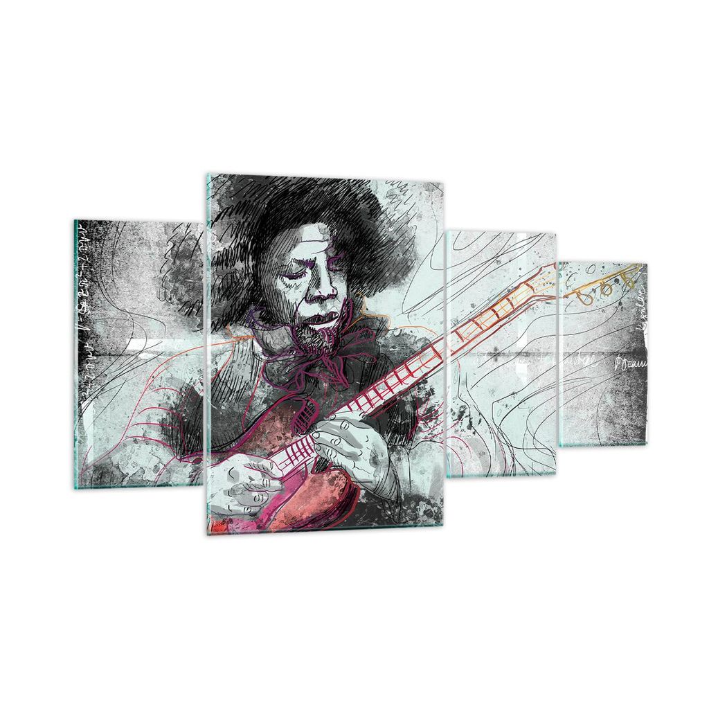 Bilder auf glas - Lied Gitarre Künstler Instrument - 160x90cm - Glasbilder - Wandbilder - Kunstdruck - zum Aufhängen bereit - Wanddekoration aus ...