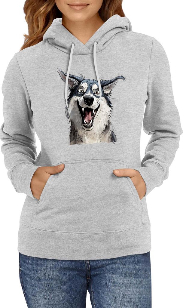 Damen Kapuzenpullover Funny Dogs Breeds Siberian Husky Dog Breed, Lady S / Grau