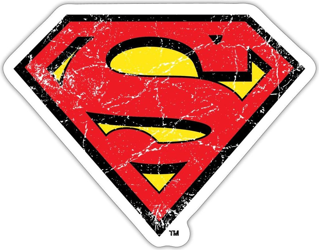 Spreadshirt DC Comics Superman Logo Used Look Karneval Sticker Aufkleber, 10 x 10 cm, Mattweiß