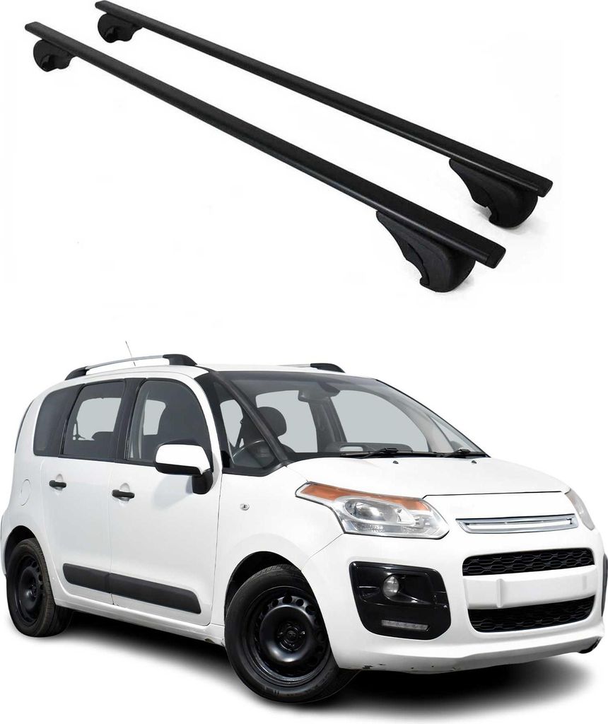 Dachträger Grundtäger für Citroen C3 Picasso 2008-2017 75kg Metall Schwarz 2 tlg