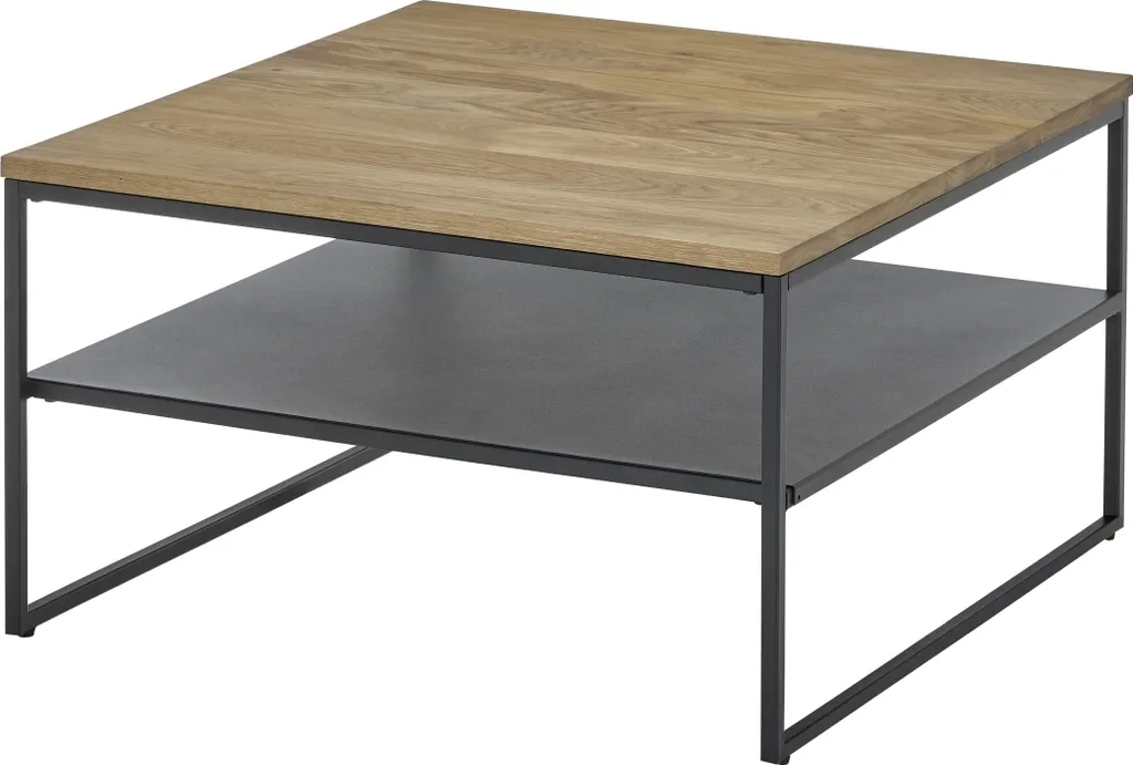 Table de salon carrée en bois massif MINERAL avec cadre en métal