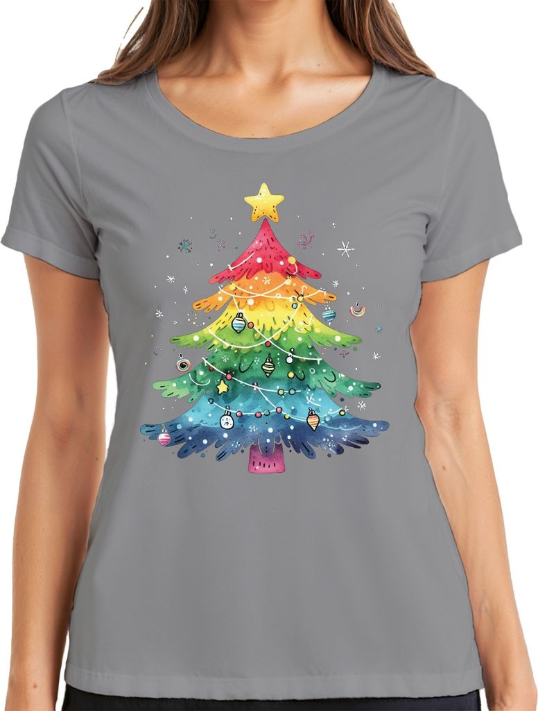 Weihnachtsbaum LGBTQ - Weihnachten Weihnachtsgeschenk Christmas Damen T-Shirt, Grau, L
