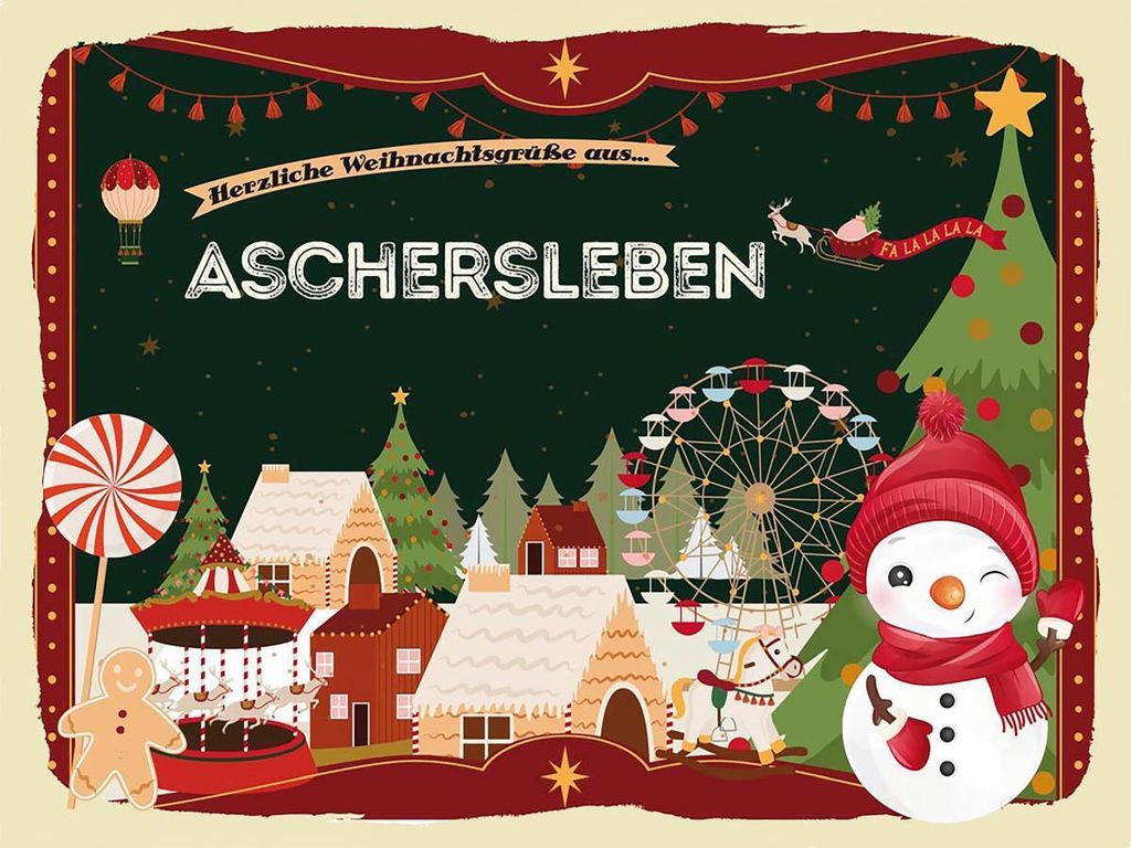 vianmo Holzschild 30x40 cm Weihnachtsgrüße aus ASCHERSLEBEN Weihnachten