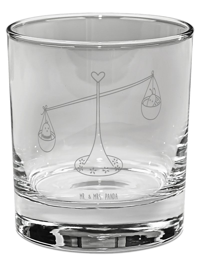 Mr. & Mrs. Panda Glas Sternzeichen Waage - Transparent - Geschenk, Gleichgewicht, Marienkäfer, Aszendent, Tumbler, Cocktailglas, Gin Tonic, Biene,...