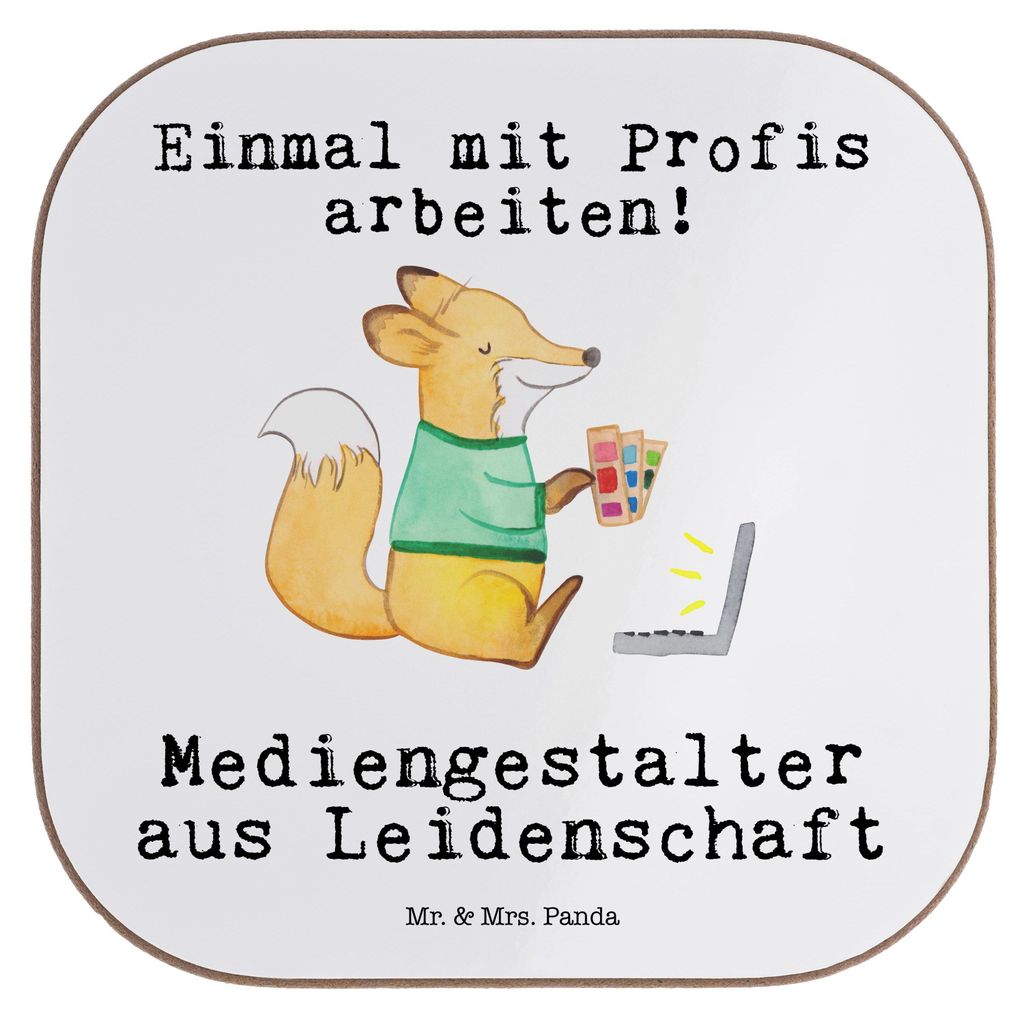 Mr. & Mrs. Panda Getränkeuntersetzer Mediengestalter Leidenschaft - Weiß - Geschenk, Witzig, Lustig, Designer, Grafikdesigner, Untersetzer für G...