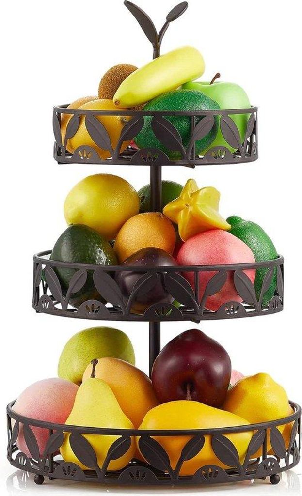 Drei-Türige Abnehmbare Obststand für Küchen Obstschale und Aufbewahrungskästchen - Küchen Arbeitsplatte Esszimmertisch Obstschale