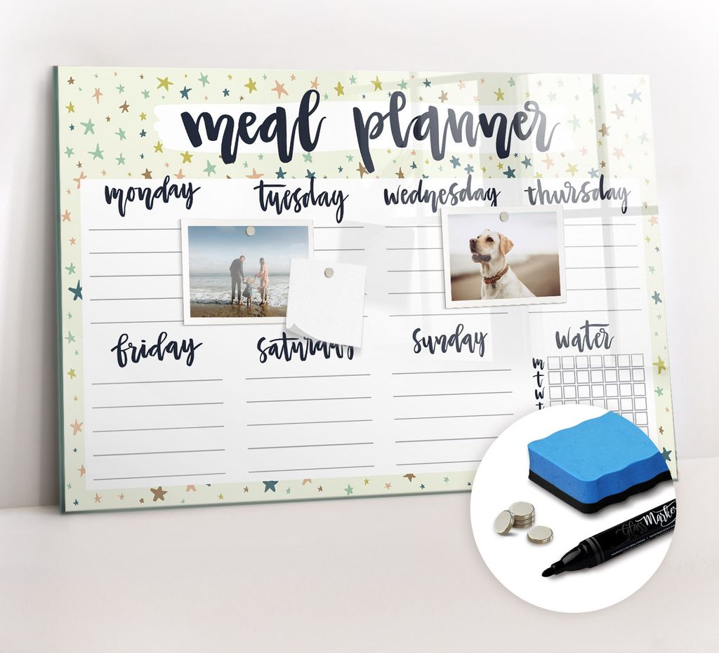 Magnetpinnwand Memoboard - Zubehörsatz - Schwarzer Marker + Schwamm + Magnete - 60 x 40 cm - Sternemenü