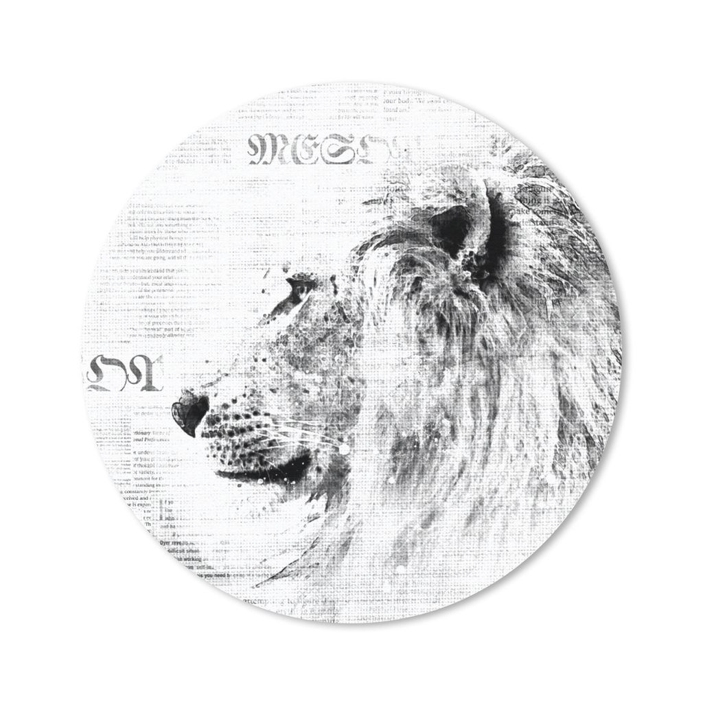 MuchoWow Mauspad Mousepad Löwe - Zeitung - Schwarz - Weiß 40x40 cm - Mousepads - Maus Mat - Pad - Mausunterlage - Schreibtisch Accessoires
