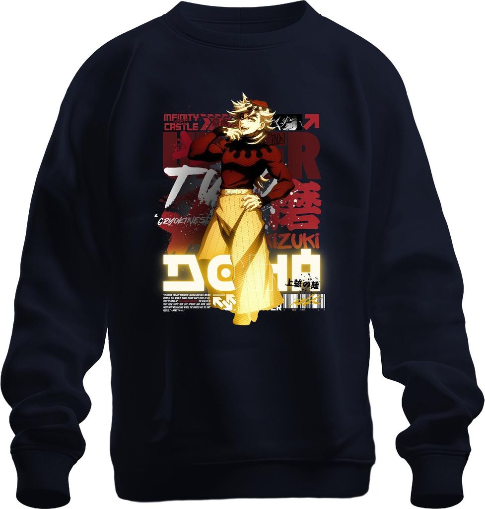 Kizuki Anime Charakter Clown Gelbe Hose Japan Y2K Streetwear Grunge Geschenk Uni Sweatshirt Pullover, Navy, 3XL