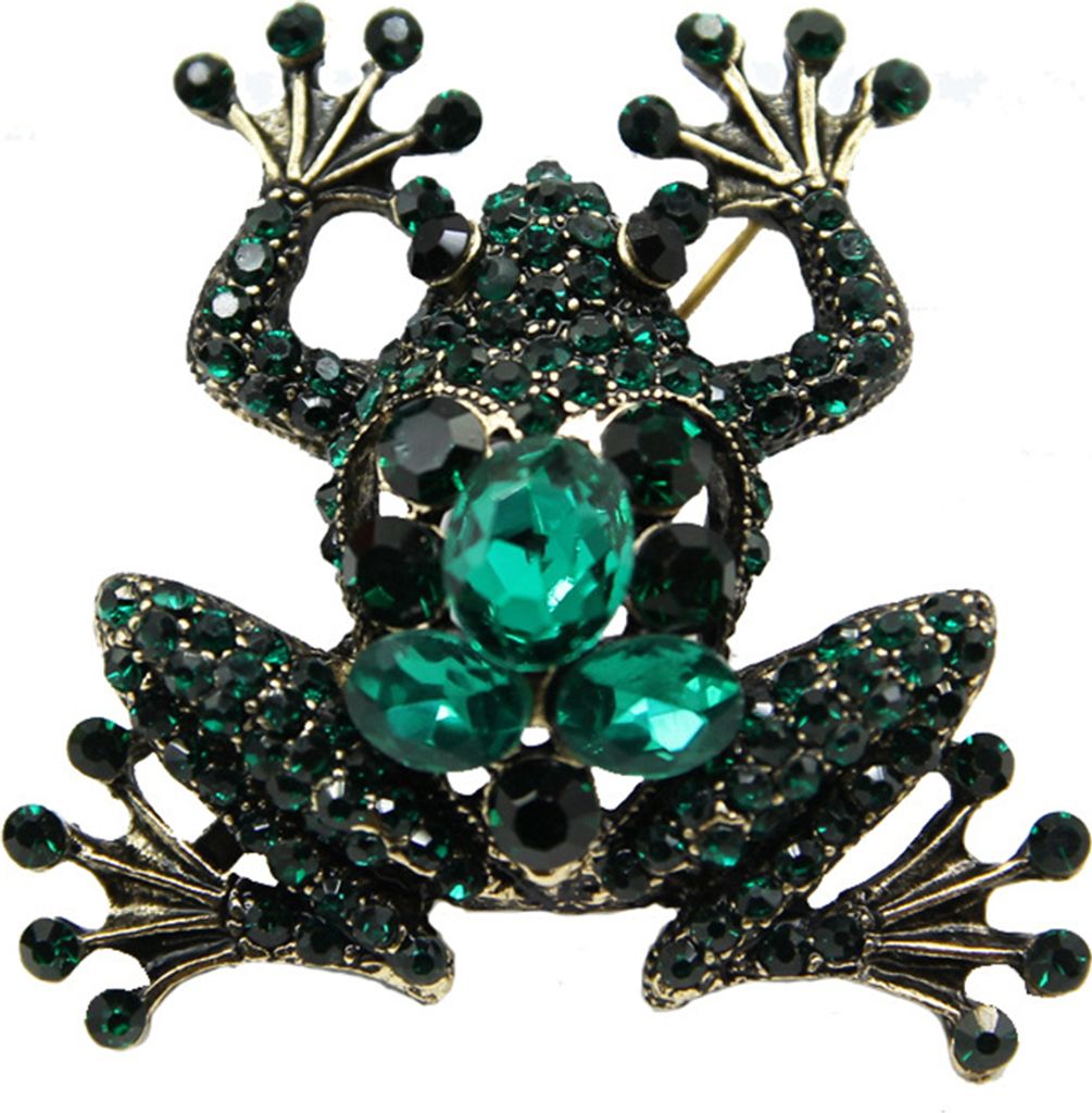 Retro Frauen Frosch Form Bling Strass Brosche Pin Schmuck Jeans Jacke Dekor