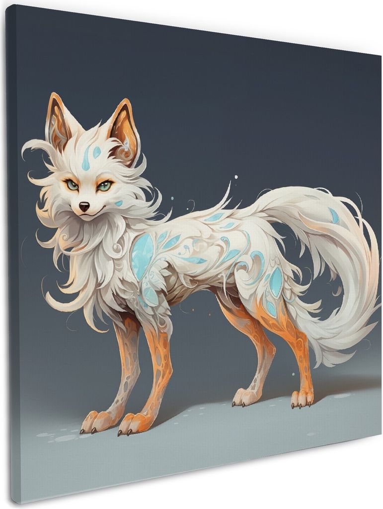 Wallario Premium Leinwandbild Geheimnisvoller Fuchsgeist in Größe 50 x 50 cm