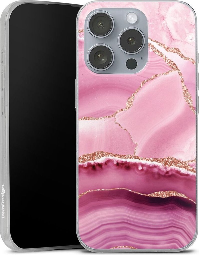 DeinDesign Slim Hülle für Apple iPhone 16 Pro Silikon Case Ultra Dünn Handyhülle Glitzer Look Marmor Meerjungfrau