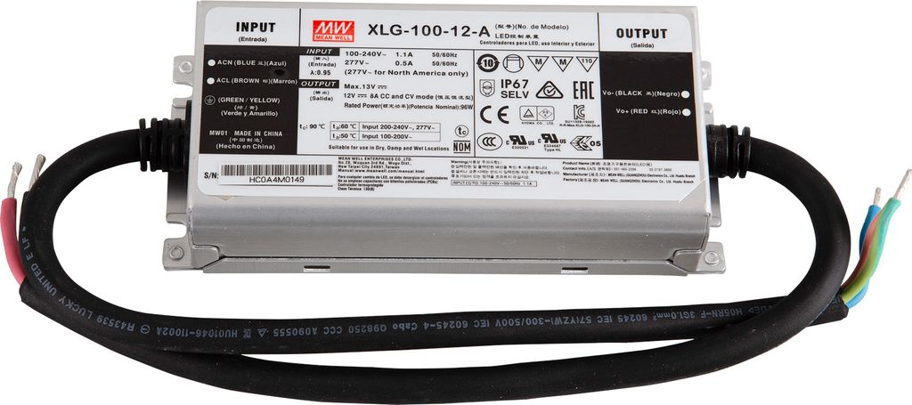 Mean Well XLG-100-12-A LED-Trafo, 96 W, 12 V DC, 8000 mA