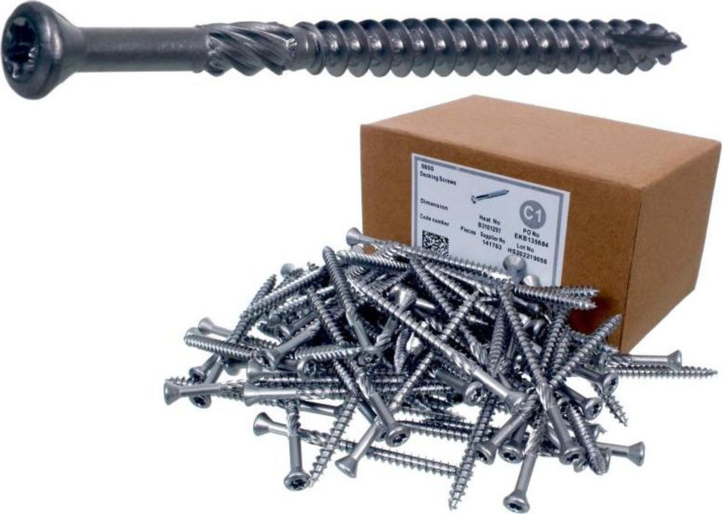 NAJDER 200X Terrassenschrauben aus Edelstahl - Edelstahlschraube für die Terrasse, Holzdielen - C1 - AISI 410 - T25-5x40 mm
