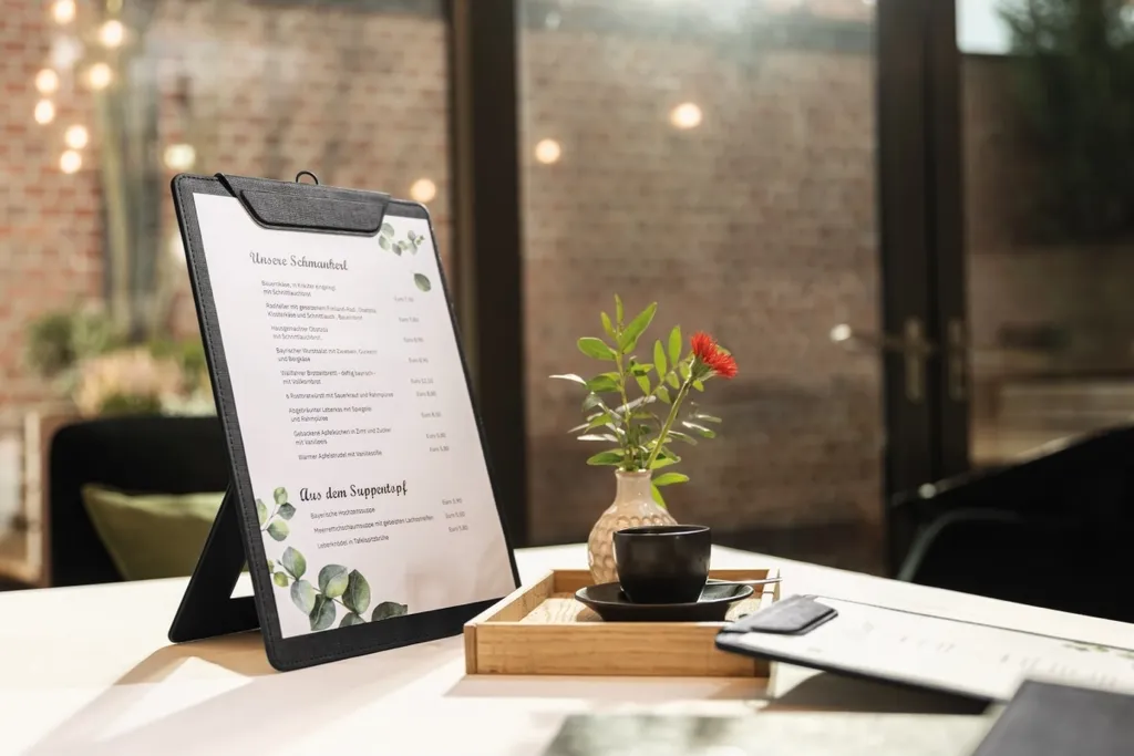 Planchette porte-menu A4 noire anti-glisse - Fini les cartes qui s'abîment