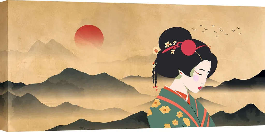 Quadro 70x35 cm Sayaka Miko su Tela - Arredo Casa Nordic Style - 1