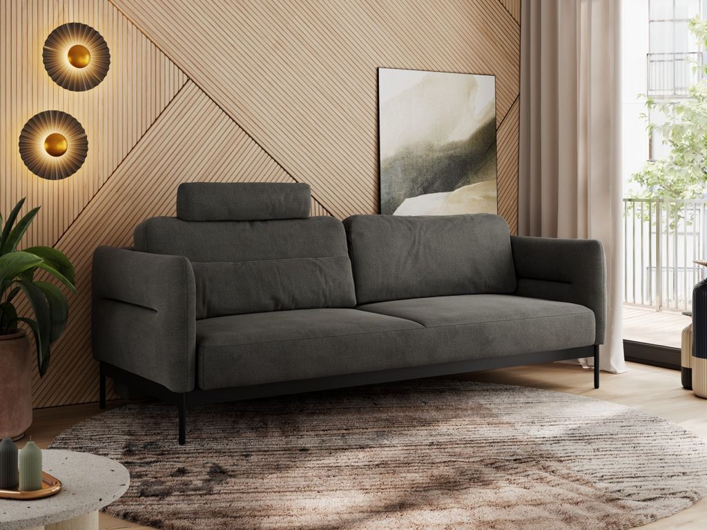 MKS MEBLE 3 Sitzer sofa mit Schlaffunktion Schlafsofa mit Metallgestell Couch mit Schlaffunktion Bettsofa mit Großer Liegefläche von 200 L × 140...