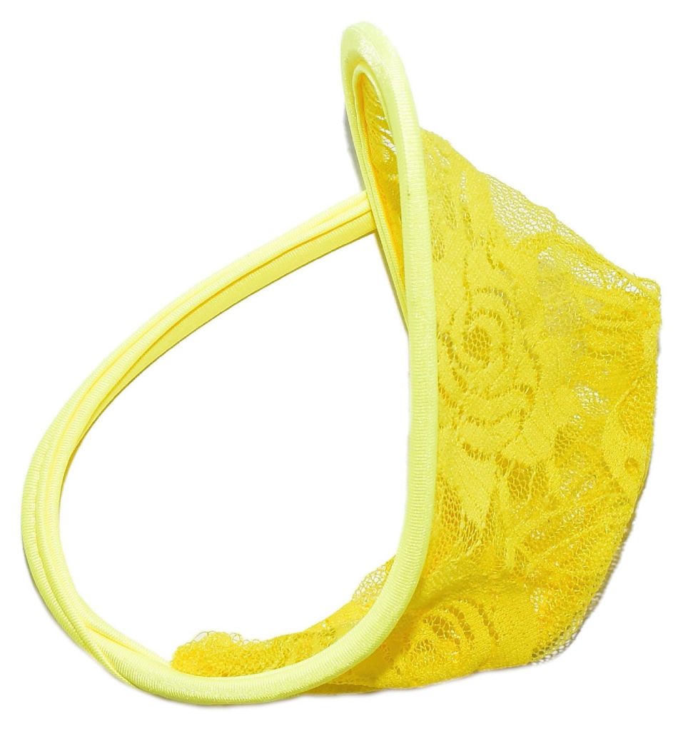 Herren C String Unterwäsche aus 100% Polyester, Gelb, Einheitsgröße