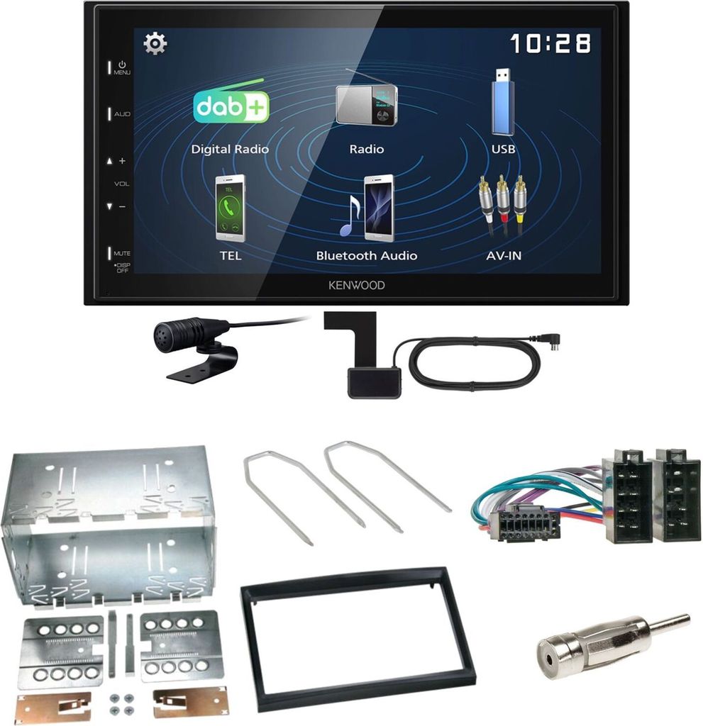Kenwood DMX129DAB DAB+ Bluetooth USB Einbauset für Peugeot Produktbild 