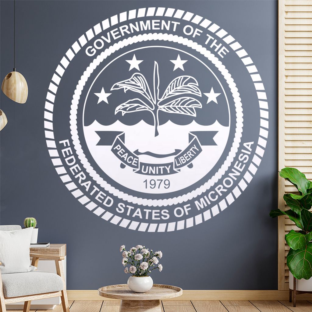 Mikronesien Wappen Wandtattoo Wandaufkleber Wall Sticker - Dekoration, Küche, Wohnzimmer, Schlafzimmer, Badezimmer