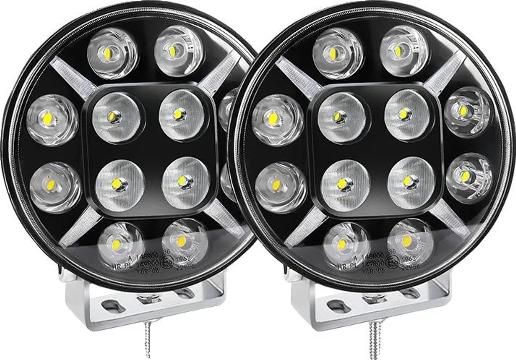 Spotlight 9 pouces en acier inoxydable étanche avec stroboscope 2PCS