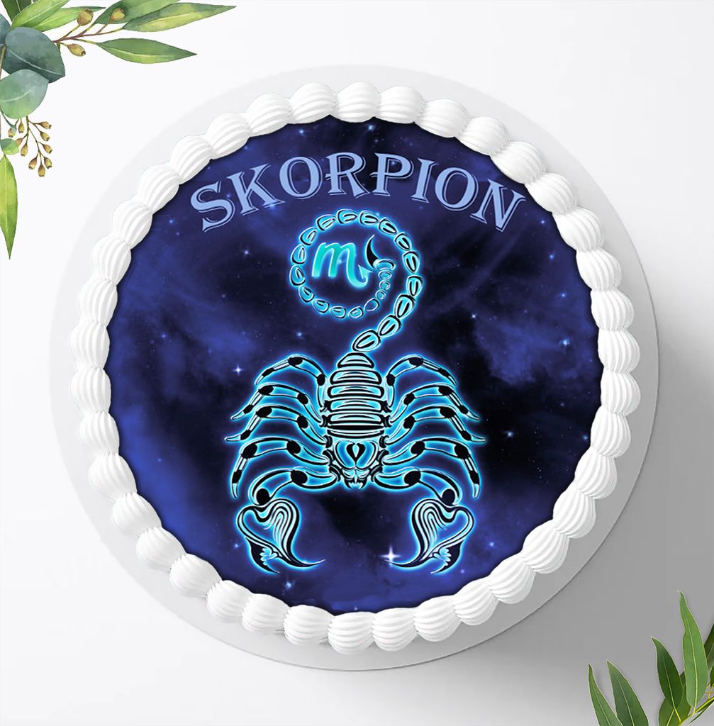 Für die Geburtstags Torte ein Tortenaufleger, Zuckerbild mit dem Motiv: Skorpion, Essbares Foto für Torten, Fondant, Ø 20cm, 3610