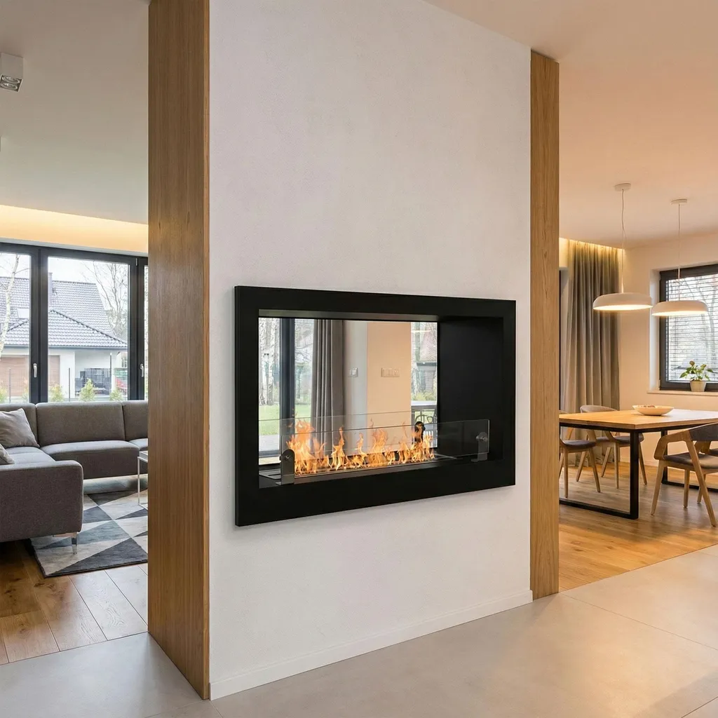 Foyer Bioéthanol sans Conduit 90cm Double Face : Solution Chauffage Noir - 2