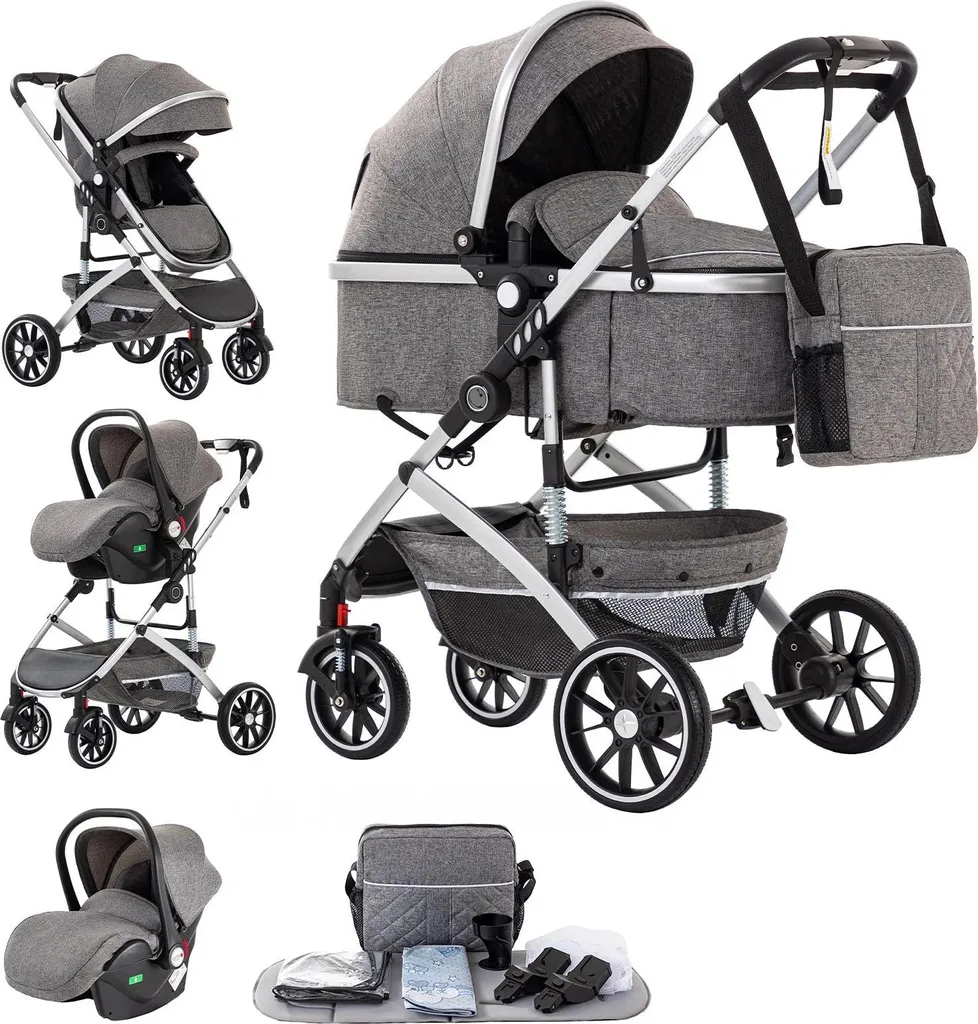 Siège-auto bébé 808C-GRIS avec système de voyage pliable et compact