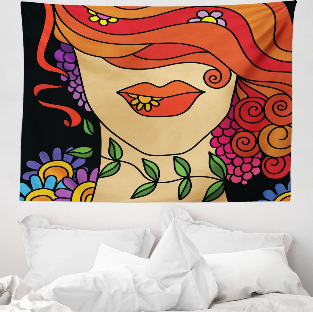 ABAKUHAUS zeitgenössisch Wandteppich, abstrakte Frauen aus Weiches Mikrofaser Stoff Waschbar ohne Verblassen Digitaldruck, 150 x 110 cm, Mehrfarbig