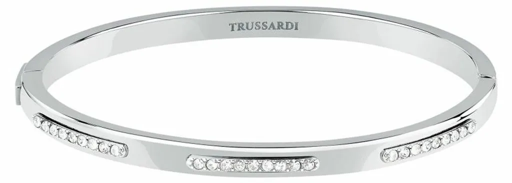 Bracelet jonc pour femme en acier avec cristaux brillants et solides
