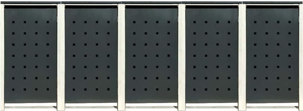 5 Tailor Mülltonnenboxen Basic für 240 Liter Tonne /Stanzung 2 /Anthrazit / Grau