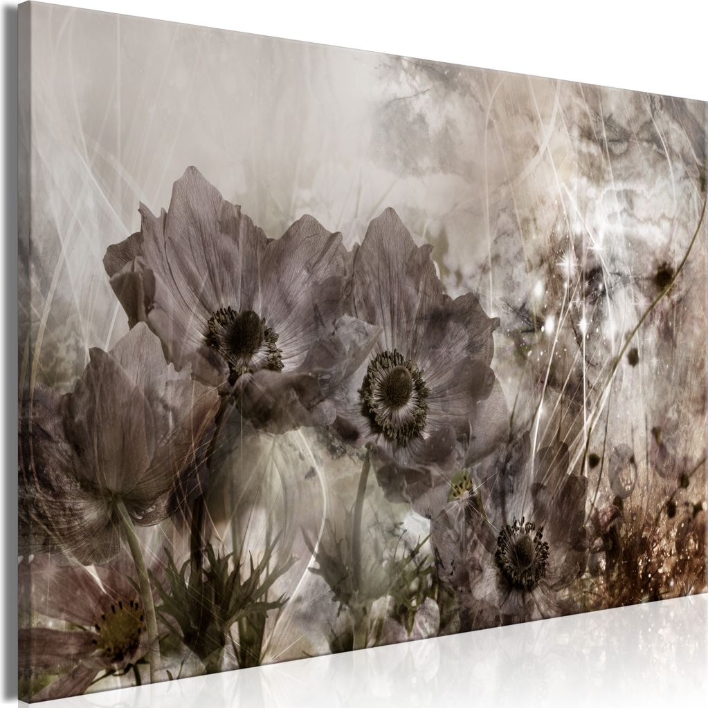 Vliesstoff Leinwandbild - Anemones in Sepia (1 Part) Wide 120x80 cm Blumen b-C-0829-b-a
