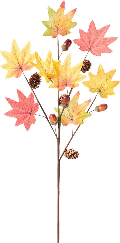H&S Kunstliche Herbstzweigdekoration - 60 cm - Stiel mit Ahornblattern