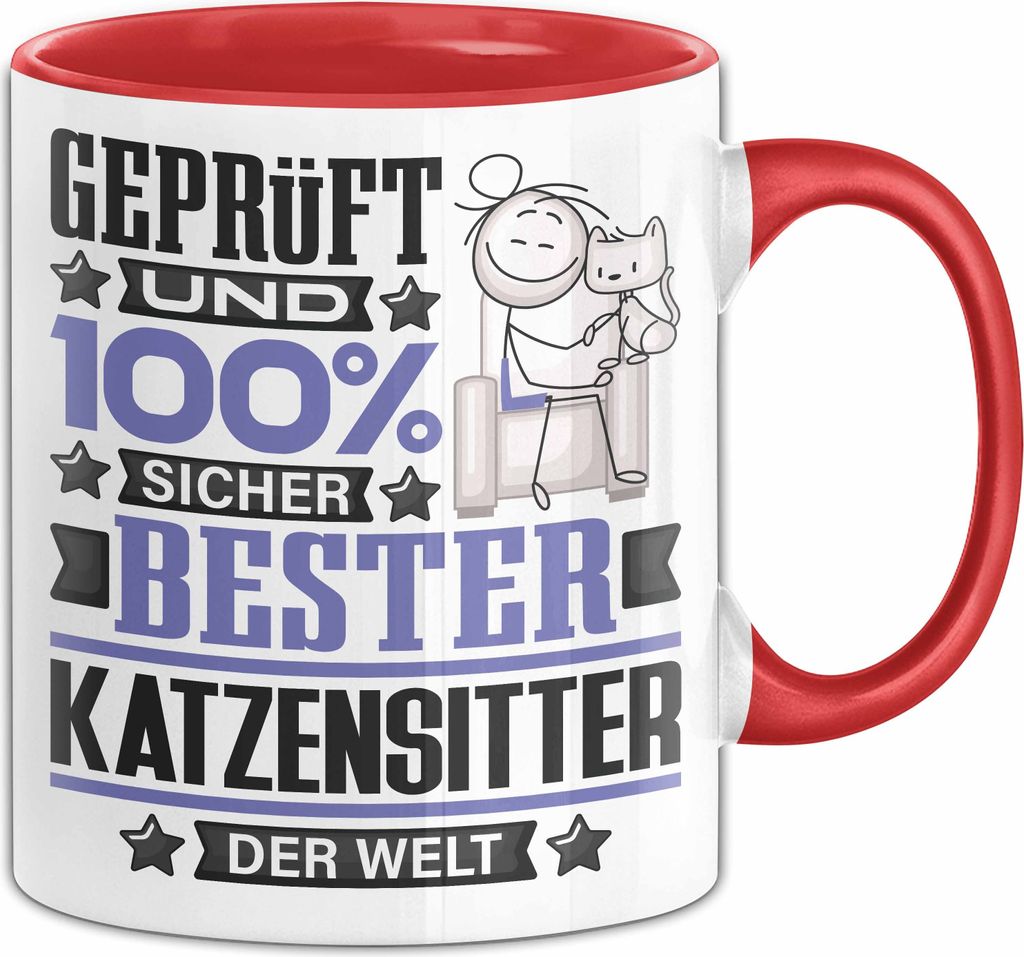 Katzensitter Geschenk Lustiger Spruch für Katzensitter Geschenkidee Bester Katzensitter Der Welt (Rot)