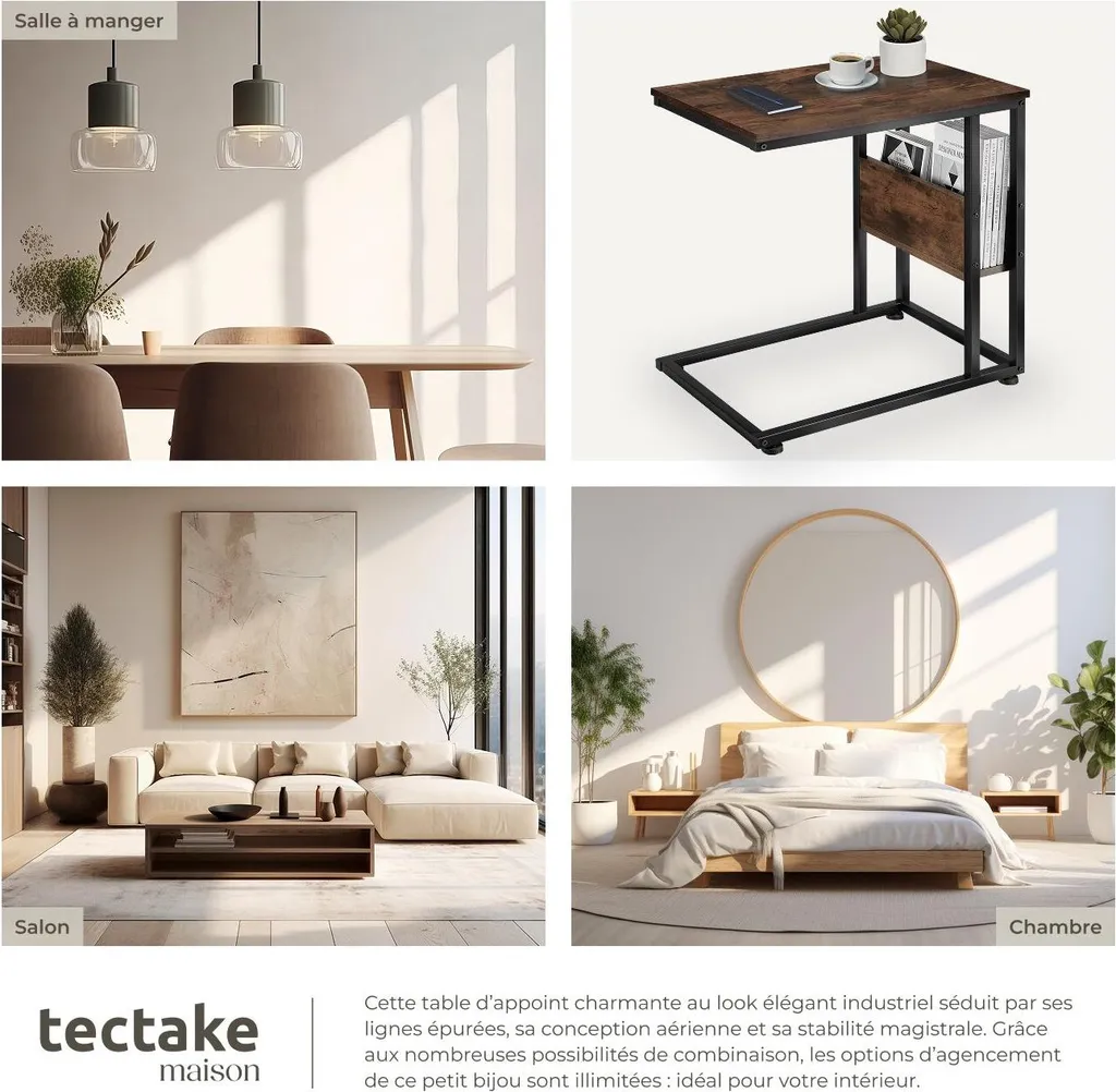 Petit meuble de rangement WIGAN - Table basse d'appoint style rustique
