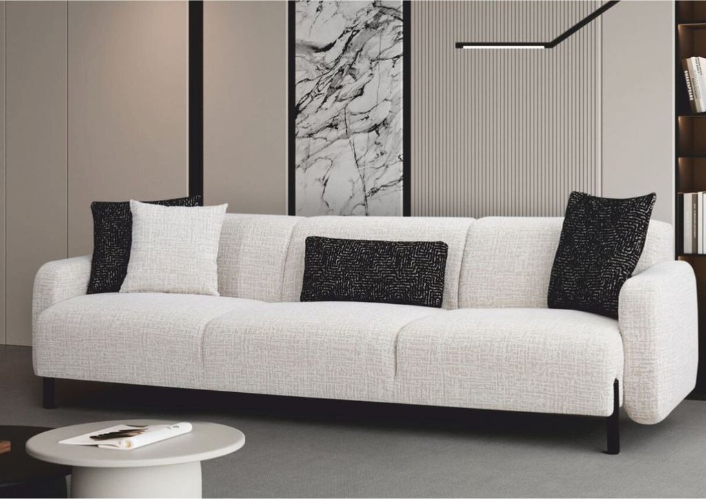 Casa Padrino Luxus 4er Sofa Weiß / Schwarz 280 cm - Wohzimmer & Hotel Möbel