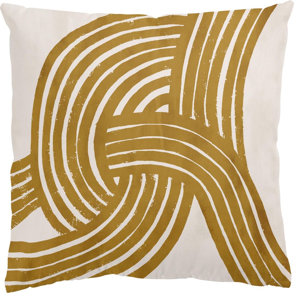 Dekokissen originell drinnen / Indoor Zierkissen Canvas waschbar Design beige Abstrakt Sofakissen mit Füllung