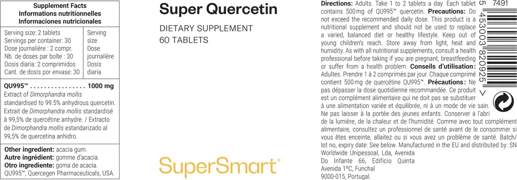 Complément Alimentaire Quercétine 60 Comprimés - Défenses Naturelles