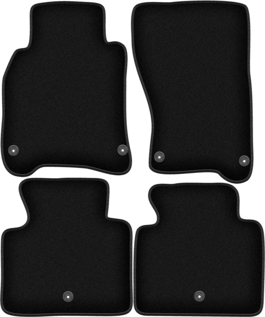 Tappetini in velluto per Infiniti M Hybryda (2010-, berlina) neri, set 4 pz, con fissaggi - 1