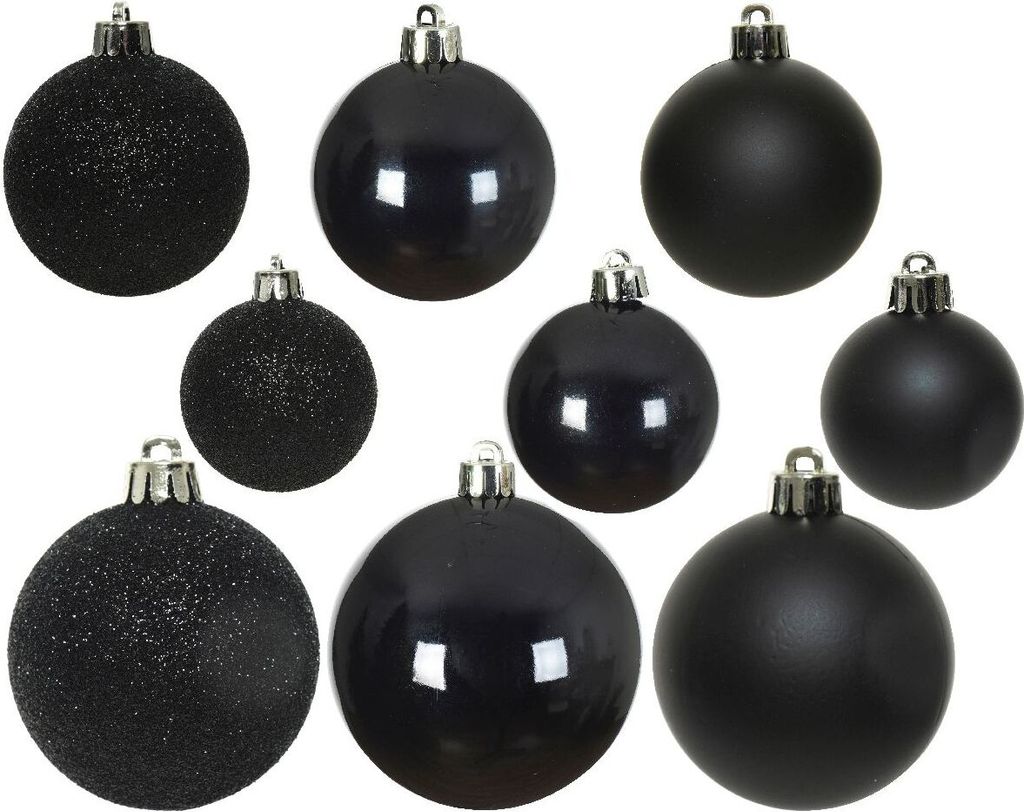 Weihnachtskugeln Kunststoff Mix 4-6cm 30er Set - Schwarz Produktbild 