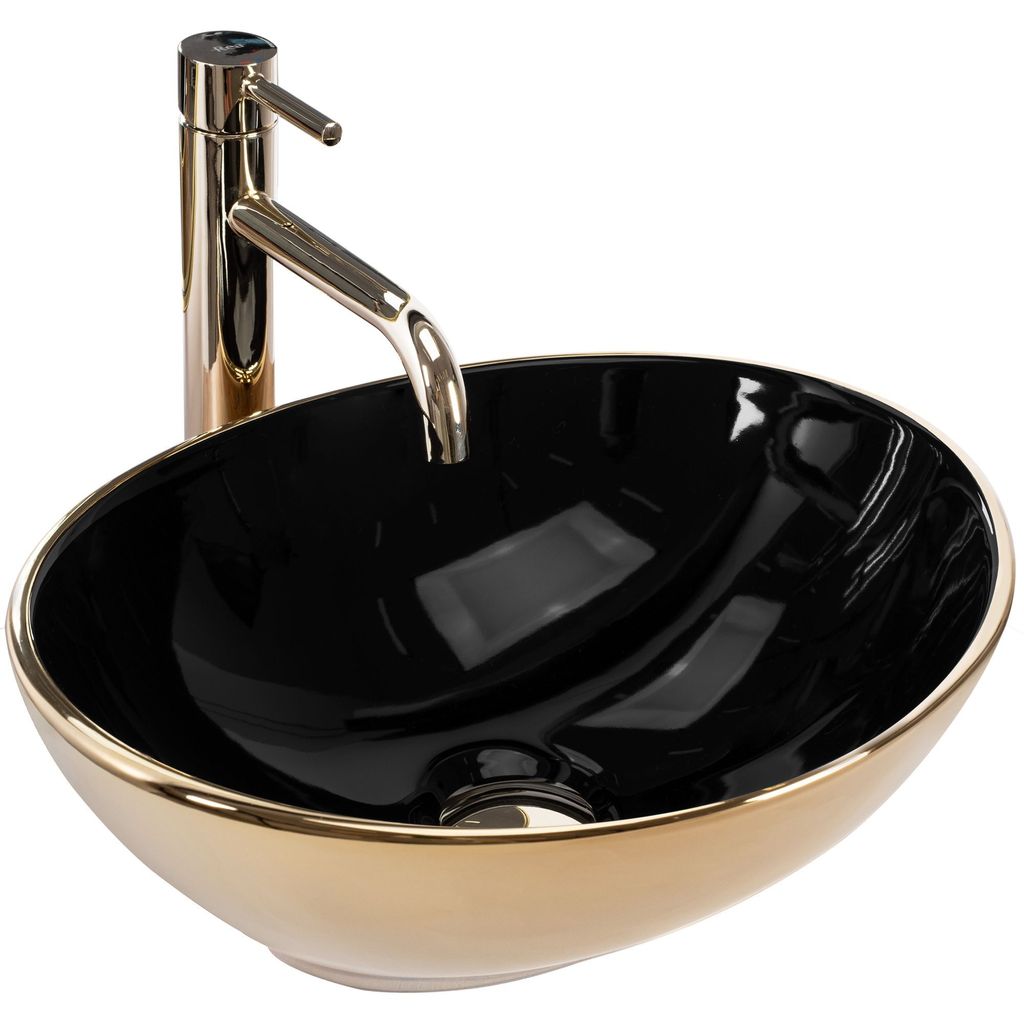Rea Aufsatzwaschbecken Sofia In Oval Black Gold Produktbild 