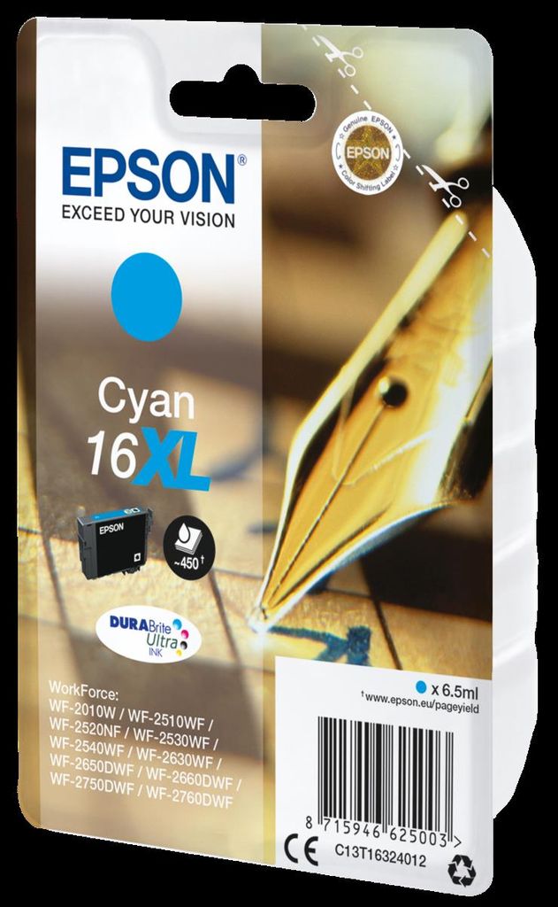 Epson Tintenpatrone XL cyan DURABrite Ultra T 163     T Produktbild 